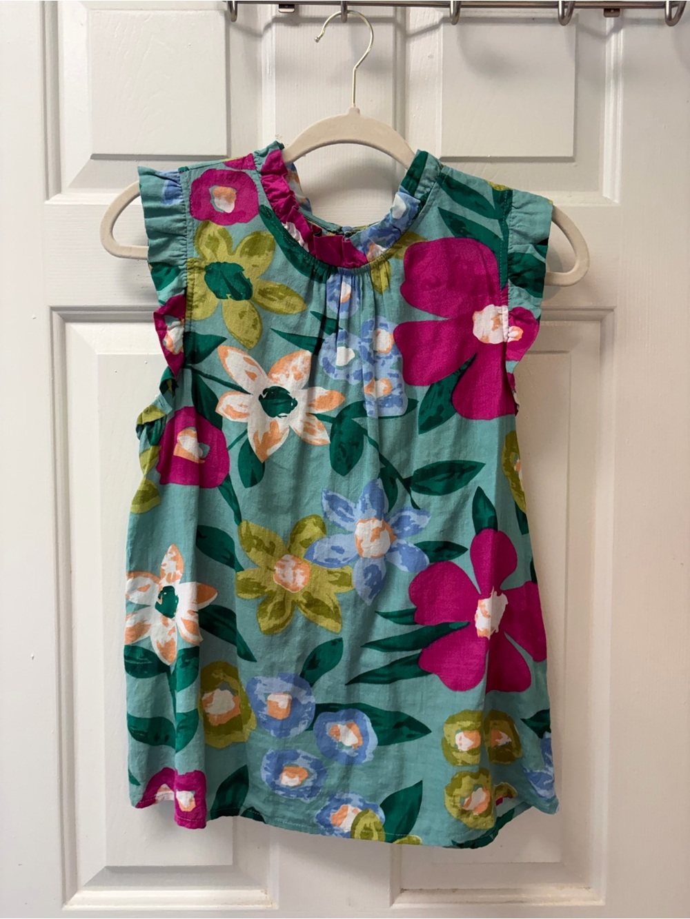 THML Teal Dress with Bright Pink & Green Floral Print